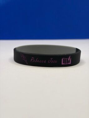 Rebecca Jose Author Black Silicone Wristband - Pink Accent